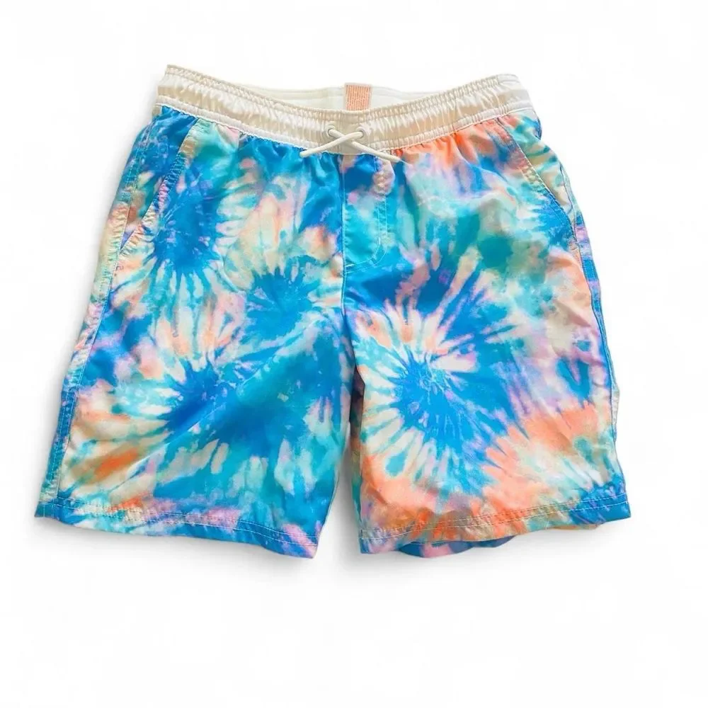Cat & Jack Boys XL 14 Swim Trunks Lot 2 Tropical Palm Tie Dye Board Shorts